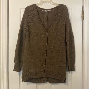 Pam & Gela Oatmeal Brown Button Up Sweater Size P